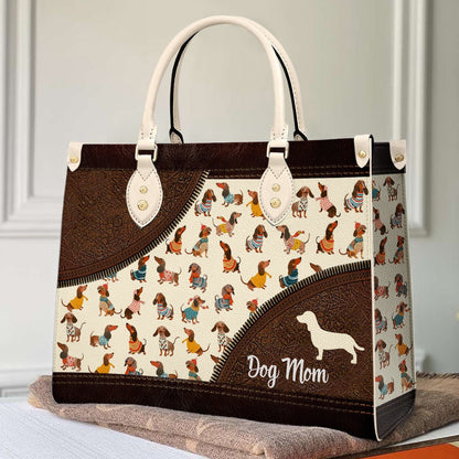 Dachshund Leather Bag Shineful Style Wiener Mn8 Creamy White