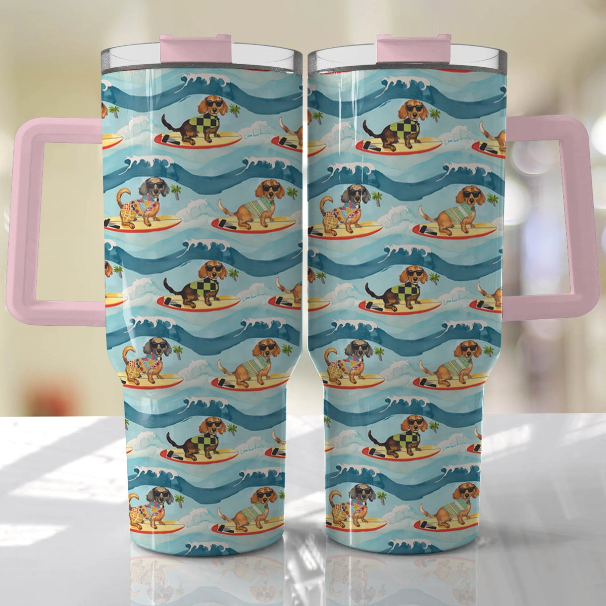 Shineful Tumbler Dachshund Surfing