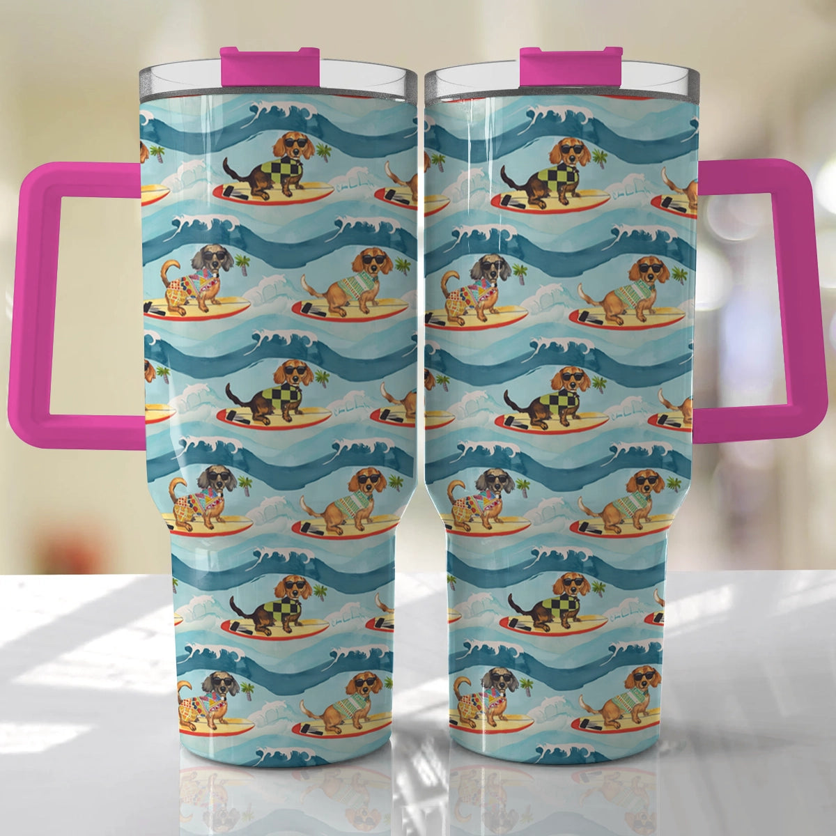 Shineful Tumbler Dachshund Surfing