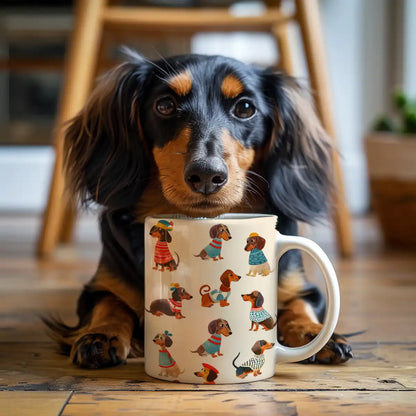 Tasse en céramique brillante et mignonne en forme de teckel