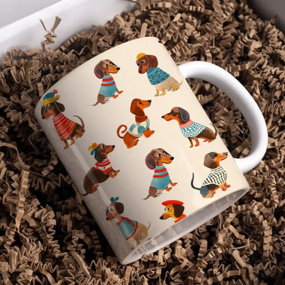 Tasse en céramique brillante et mignonne en forme de teckel