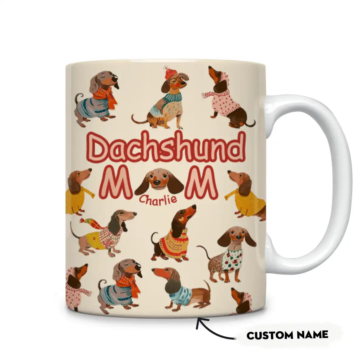 Glänzende Keramiktasse Personalisiere Dackelmama