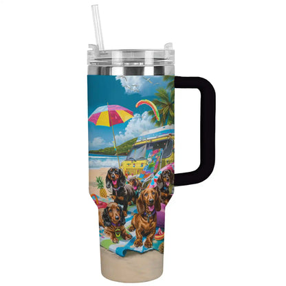 Shineful Tumbler Dachshund Beach Vibe