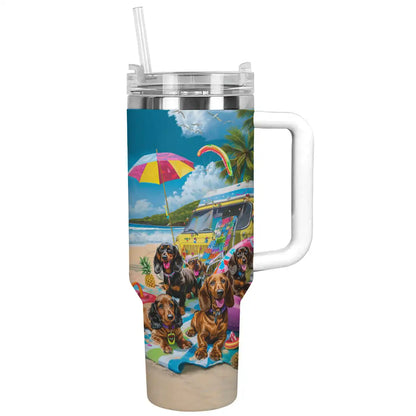 Shineful Tumbler Dachshund Beach Vibe