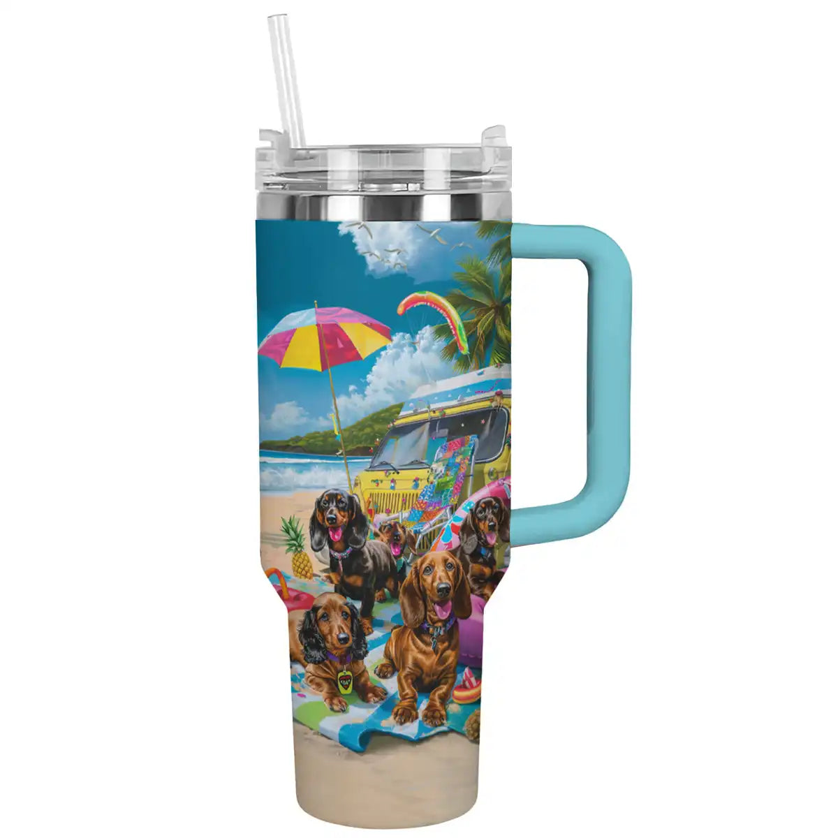 Shineful Tumbler Dachshund Beach Vibe