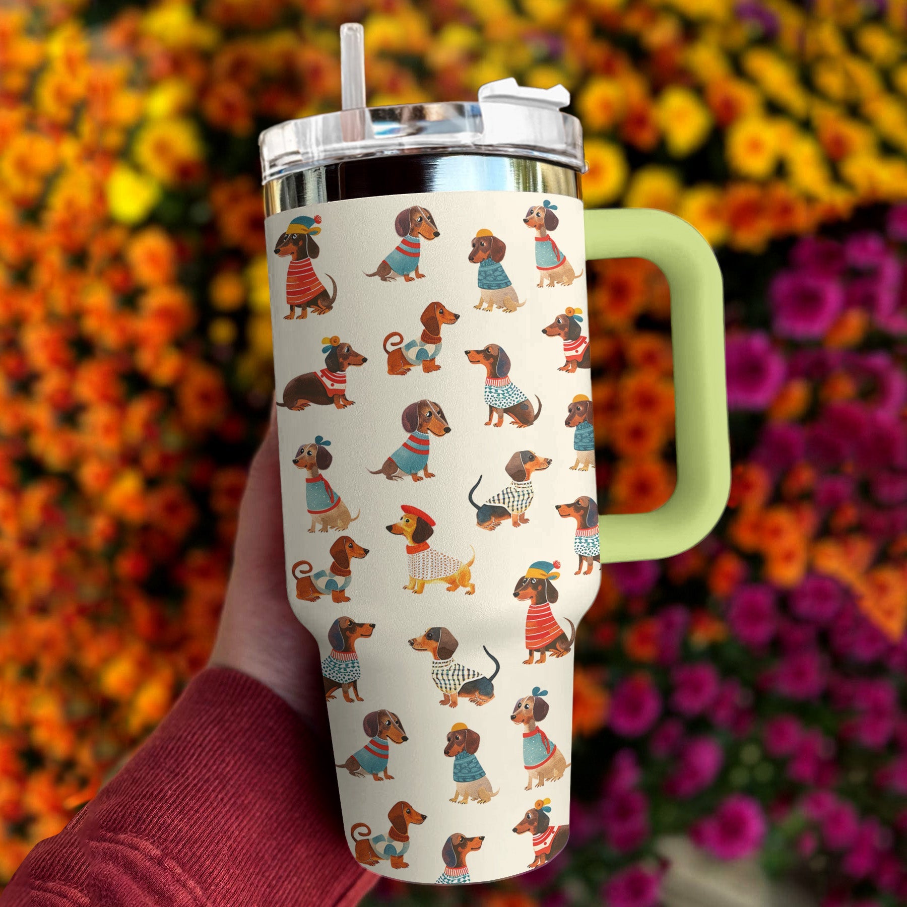 Dachshund 40 Oz Shineful™ Tumbler Cuteness Wiener Mn8 Green 40Oz