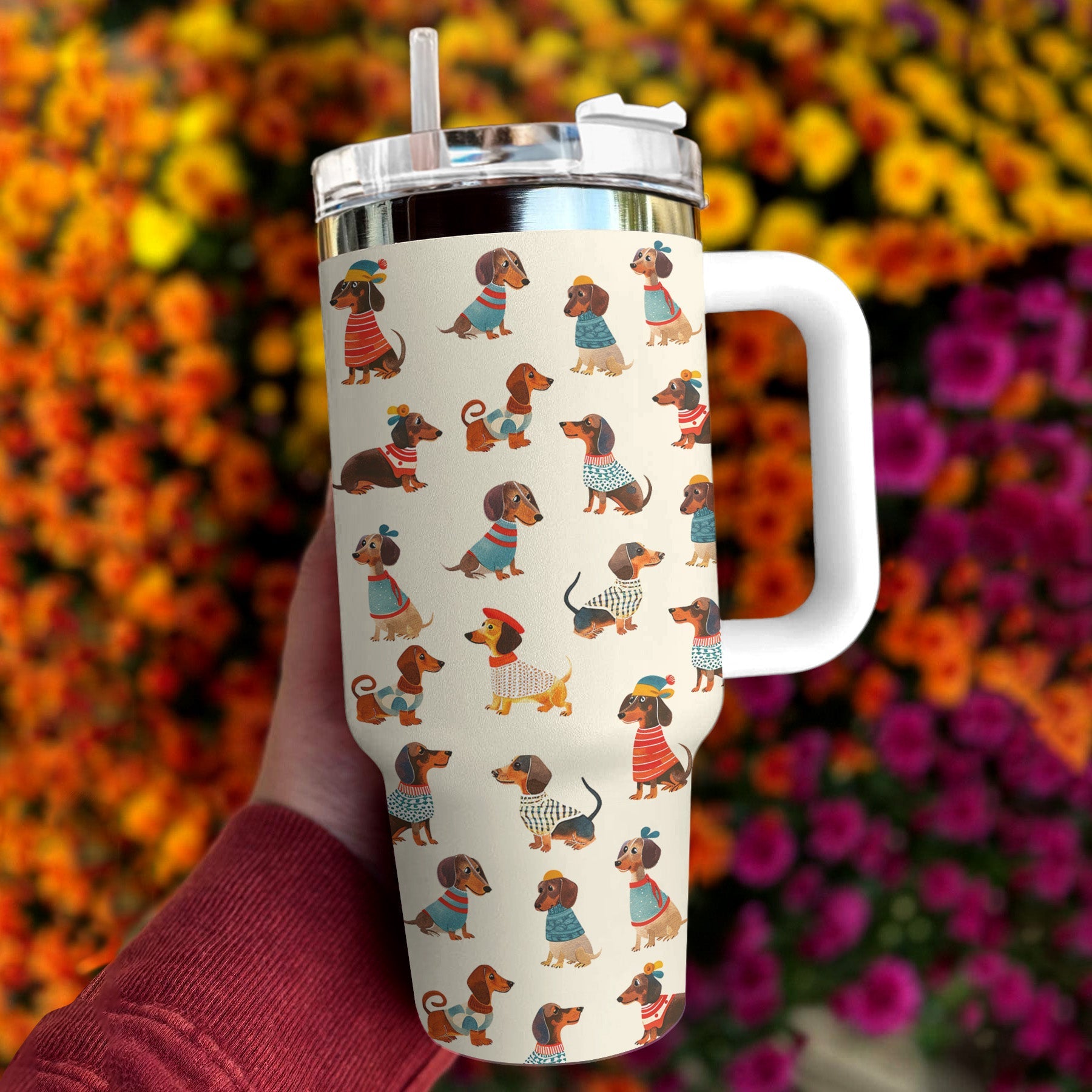 Dachshund 40 Oz Shineful™ Tumbler Cuteness Wiener Mn8 White 40Oz