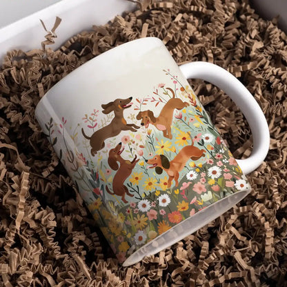 Shineful Ceramic Mug Dachshund Floral