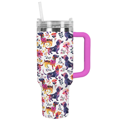 Shineful Tumbler Brighten Dachshund Flower