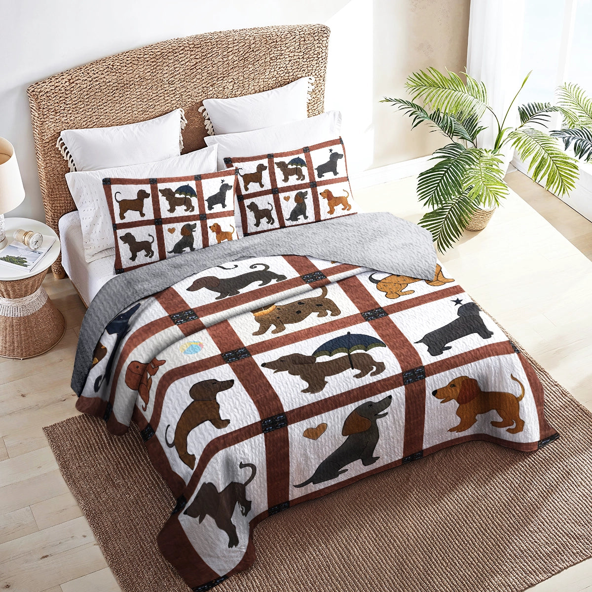 Shineful All Season Quilt 3-Piece Set - Dachshund Delightful Adorable