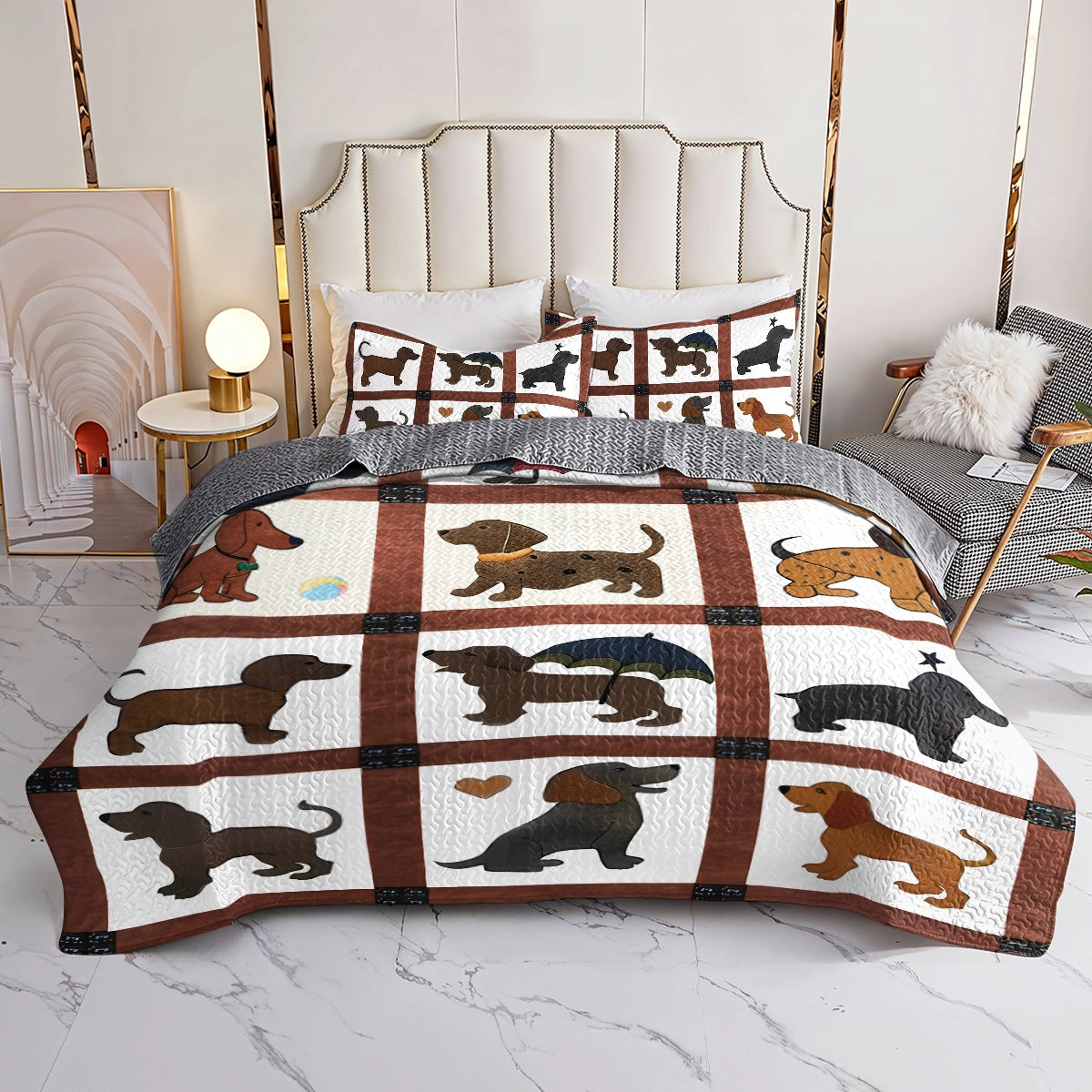 Shineful All Season Quilt 3-Piece Set - Dachshund Delightful Adorable