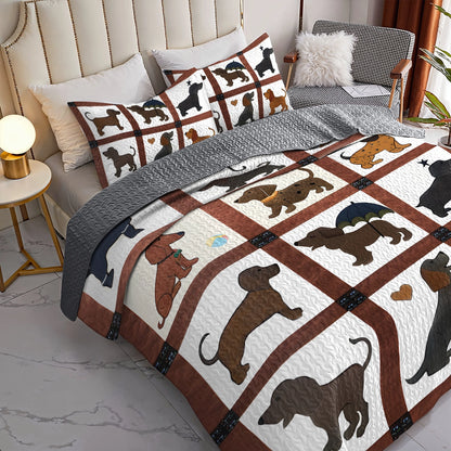 Shineful All Season Quilt 3-Piece Set - Dachshund Delightful Adorable