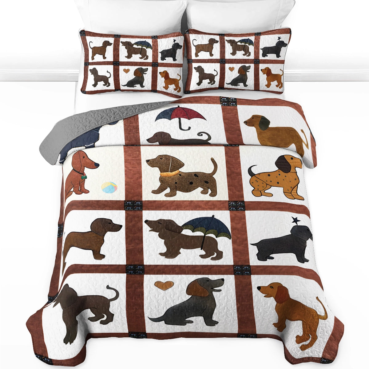 Shineful All Season Quilt 3-Piece Set - Dachshund Delightful Adorable