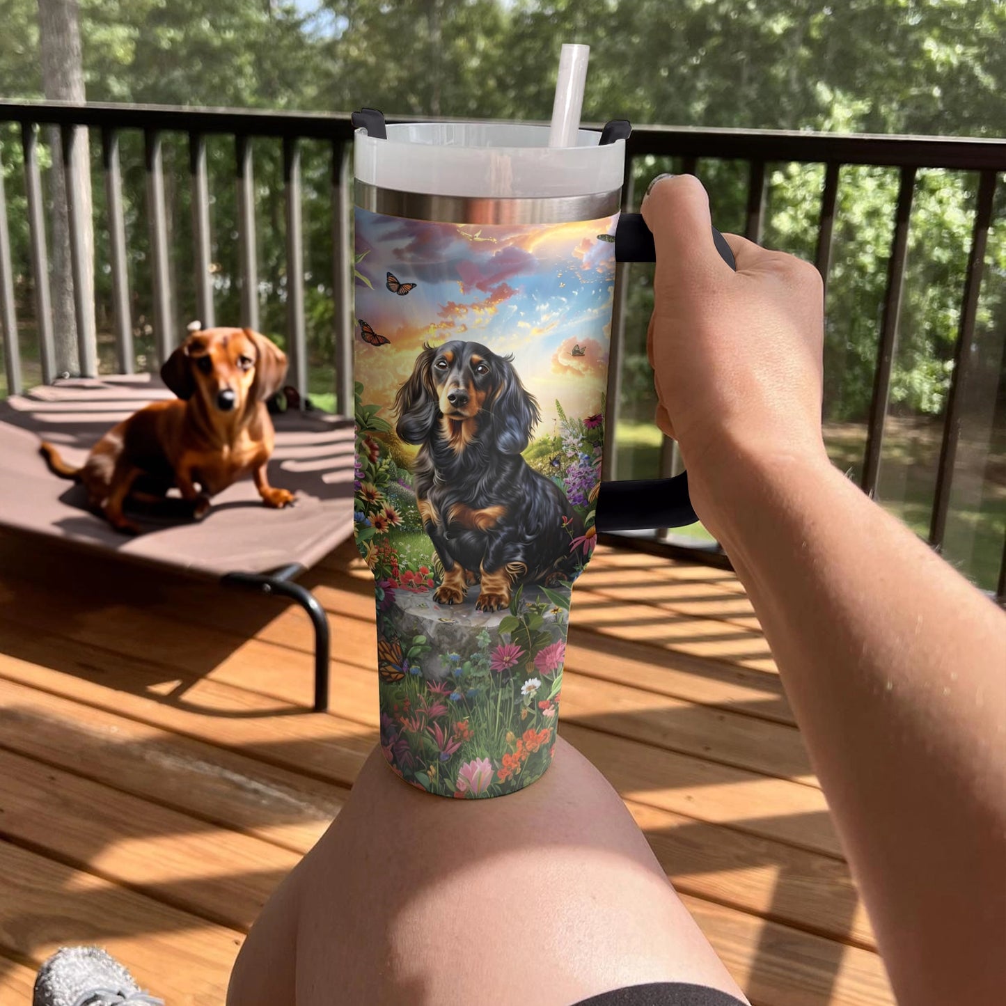 Shineful Tumbler Dachshund Garden Bliss