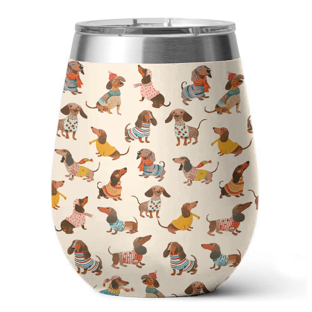 Dachshund 12 Oz Shineful™ Wine Tumbler Style Wiener Mn8 12Oz