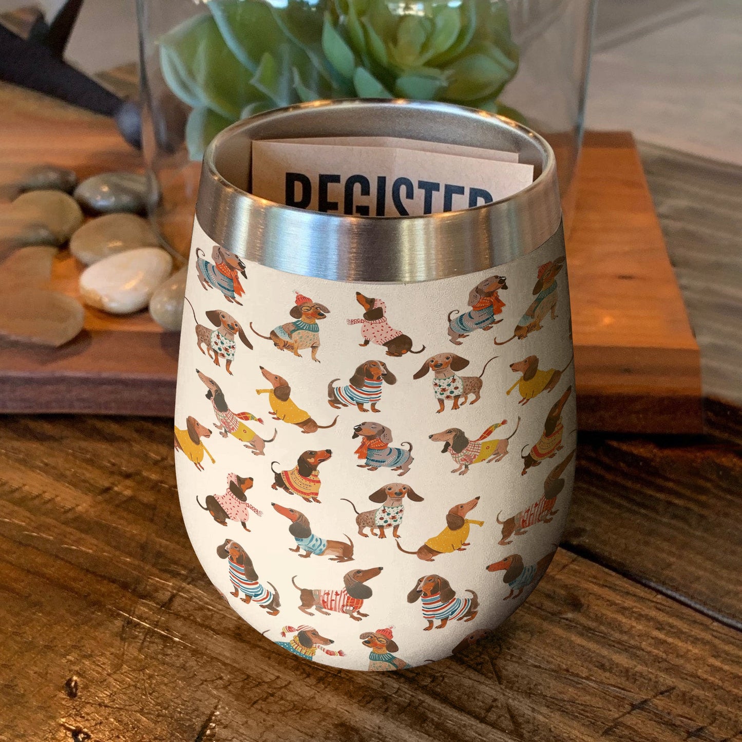 Dachshund 12 Oz Shineful™ Wine Tumbler Style Wiener Mn8 12Oz