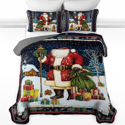 Shineful All Season Quilt 3-Piece Set - Santa's Midnight Gift Delivery