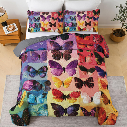 Shineful All Season Quilt 3-Piece Set - Butterfly Symphony