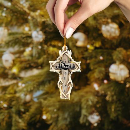 Shineful 2D Acrylic Ornament Rustic Antler Wall Cross