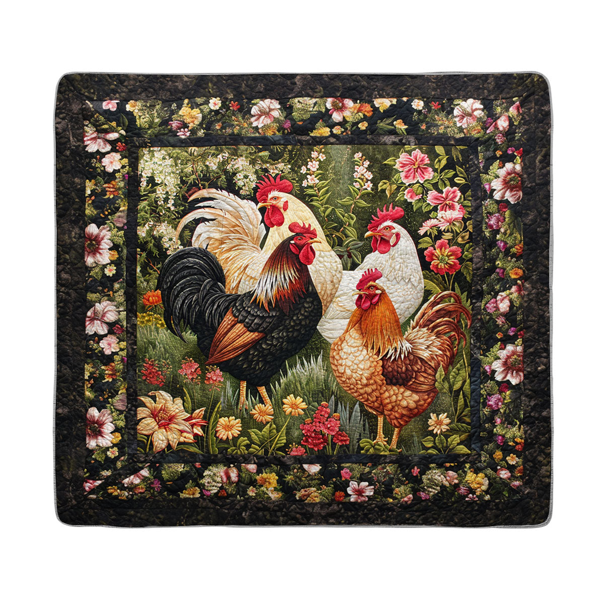 Shineful All Season Quilt 3-Piece Set Rustic Hen Garden