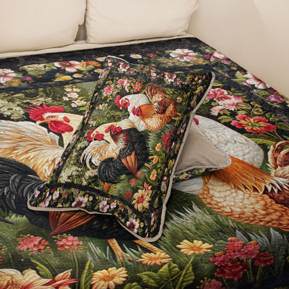 Shineful All Season Quilt 3-Piece Set Rustic Hen Garden