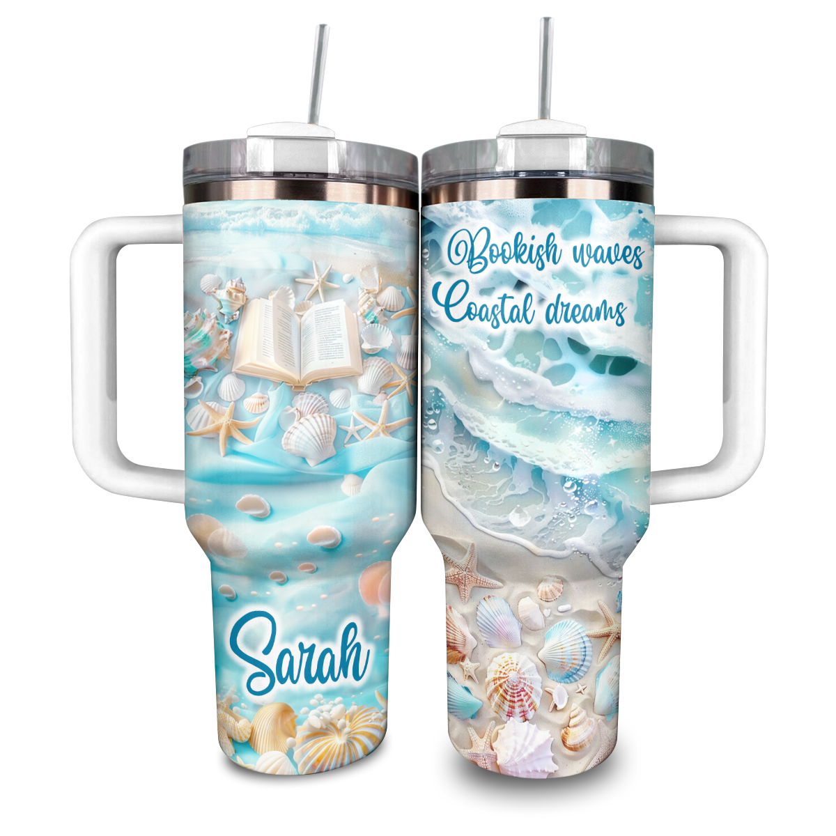 Shineful Personalized Tumbler Bookish Waves Coastal Dreams