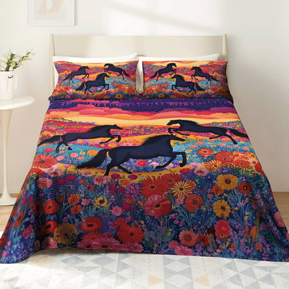 Shineful 4-Piece Bed Sheet Colorful Horses