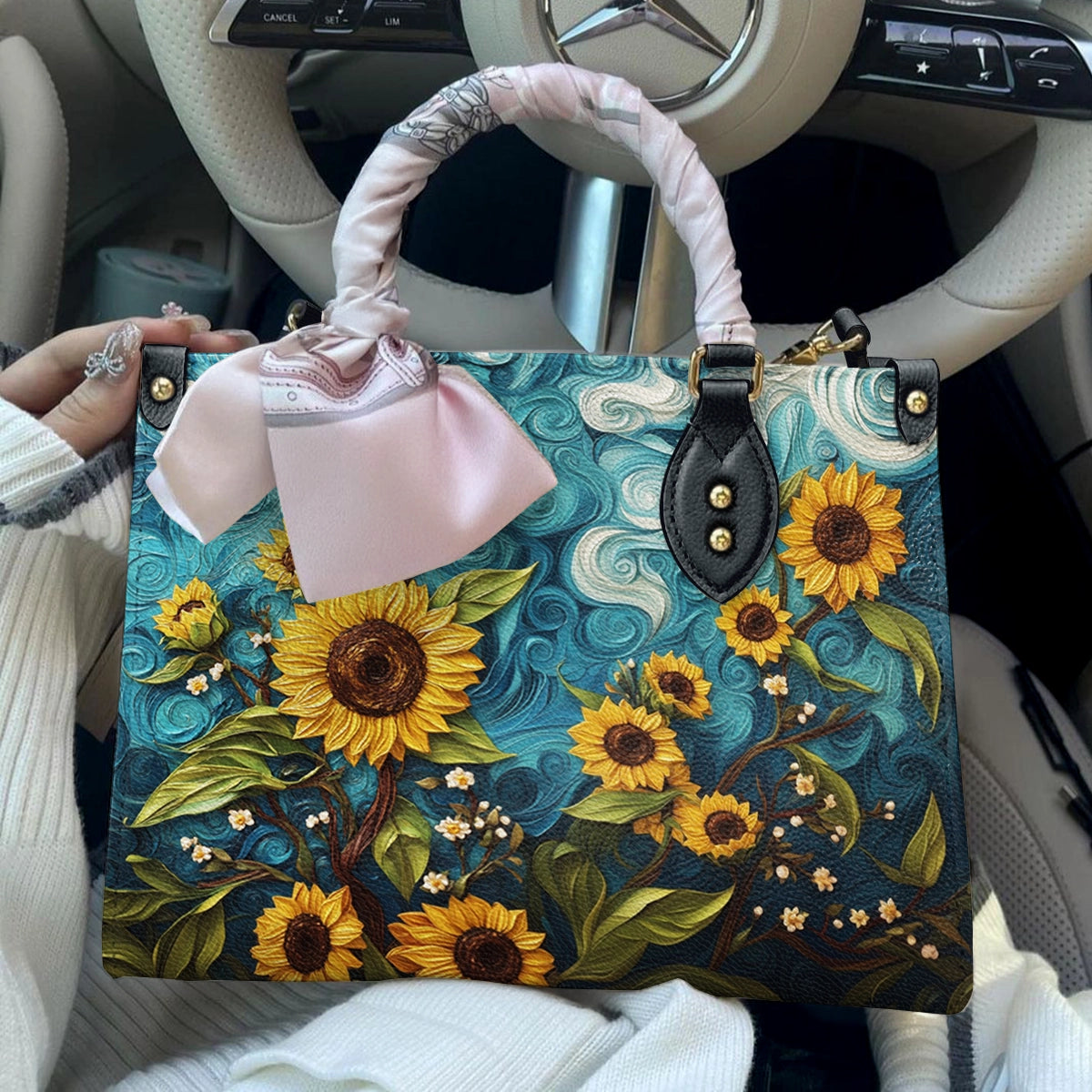 Shineful Leather Bag Starry Sunflowers