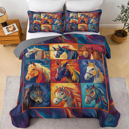 Shineful All Season Quilt 3-Piece Set - Majestic Horse Spirit