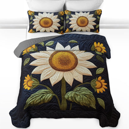 Shineful Flat Print All Season Quilt 3-teiliges Set - Elegante Sonnenblume