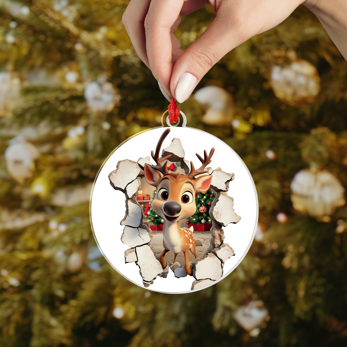 Shineful 2D Acrylic Ornament - Reindeer Breakthrough Christmas