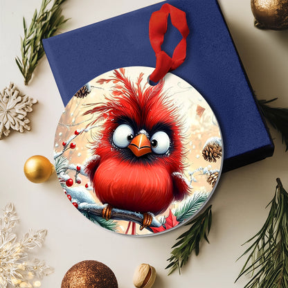 Shineful 2D Acrylic Ornament - Fluffy Festive Cardinal Cheer