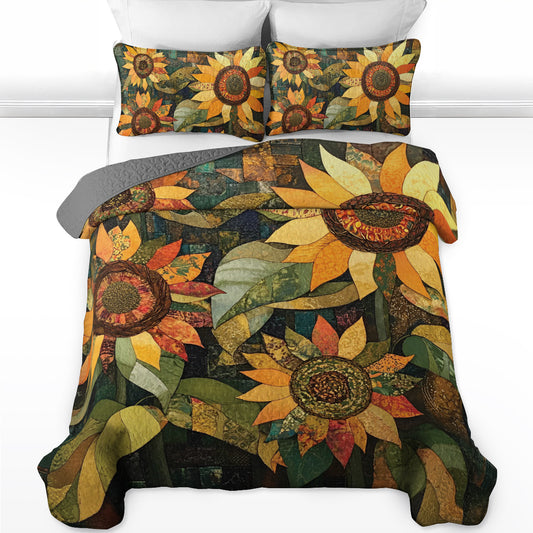 Shineful All Season Quilt 3-Piece Set Sunflower Harvest Hues