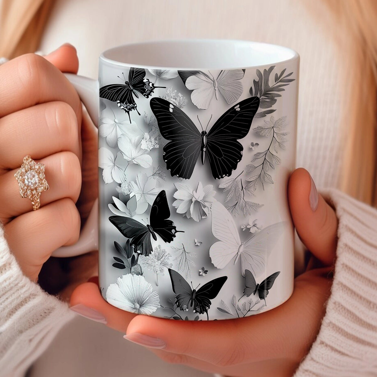 Shineful Ceramic Mug Whispering Butterfly Petals