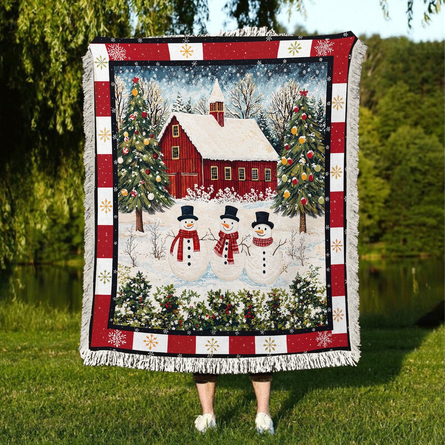 Shineful Woven Tapestry Throw Blanket - Country Christmas Charm