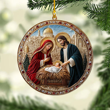 Glänzendes 2D-Ornament aus Acryl – Jerusalems heiliger Segen, Geburt Christi 