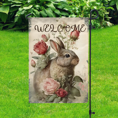 Shineful Garden Flag 12" x 18" Cottage Bunny Charm