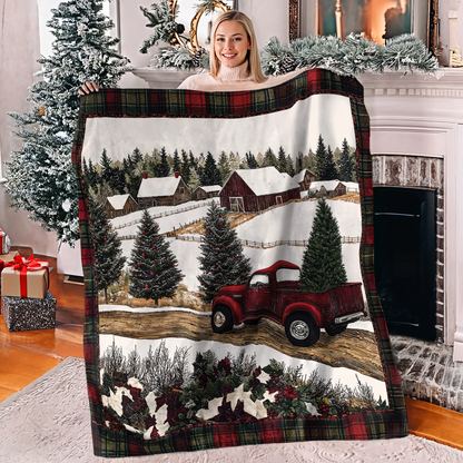 Shineful Fleece Blanket Christmas Truck