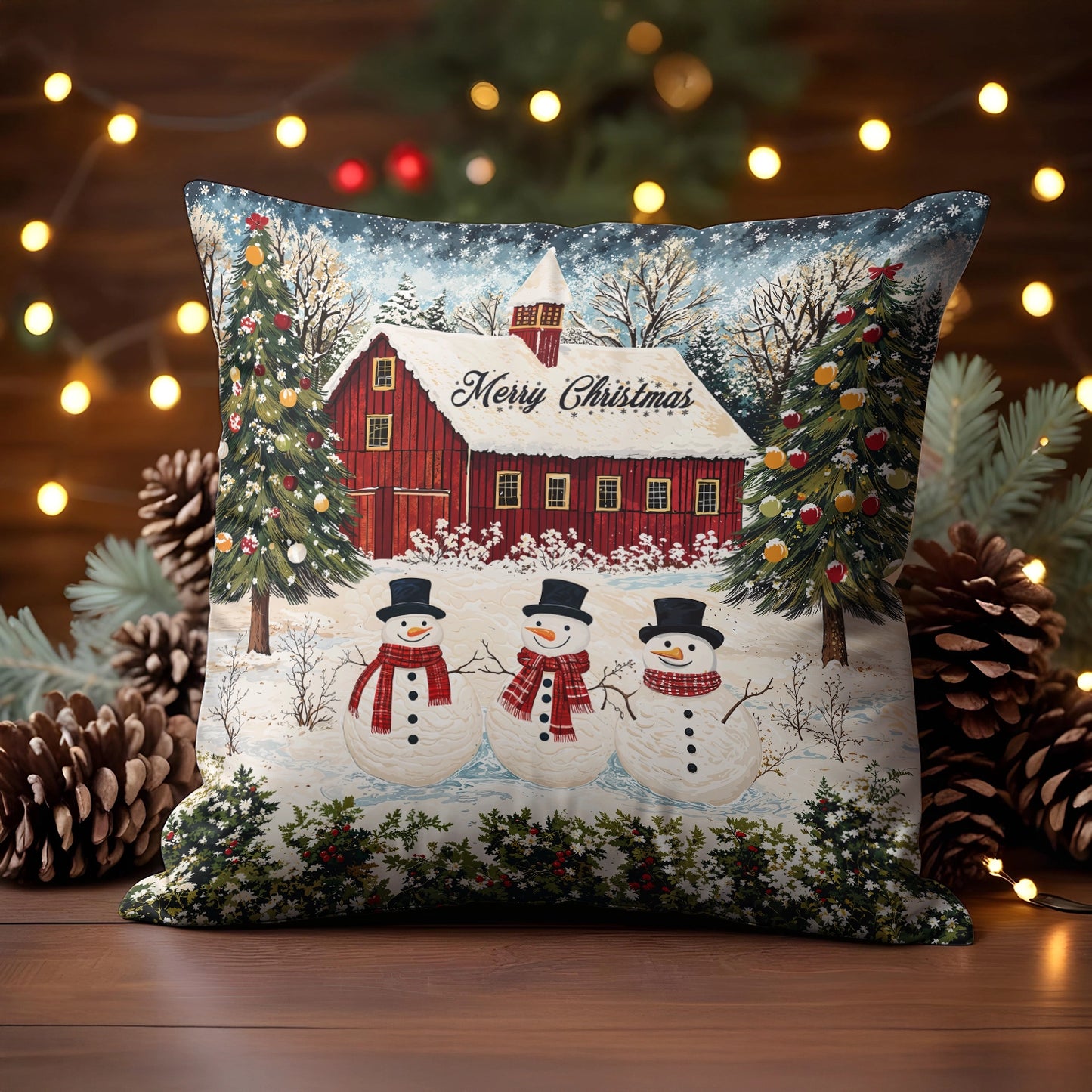 Shineful 2D Print Cushion Cover, Pillowcase, Pillows Covers - Country Christmas Charm Pillow