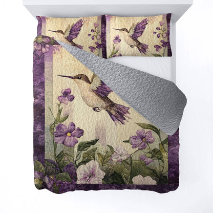 Shineful All Season Quilt 3-Piece Set Vibrant Hummingbird