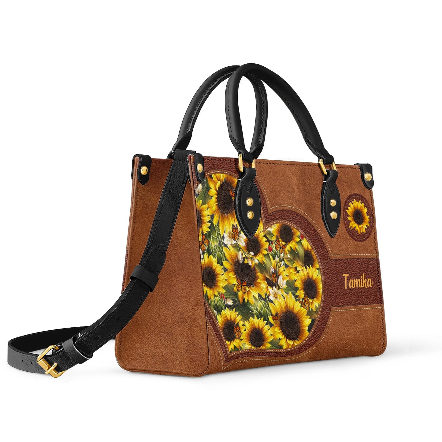 Sac en cuir brillant Tournesol Personnalisez le sac en cuir Shineful Lovely Sunflower