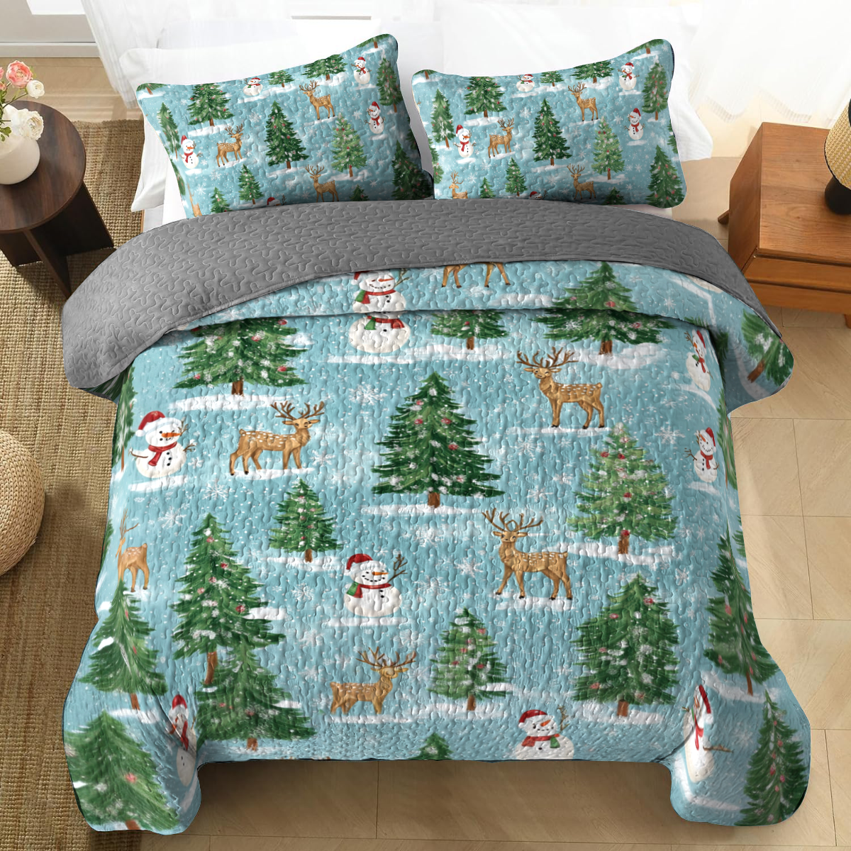 Shineful All Season Quilt 3-Piece Set - Cheerful Christmas Wonderland