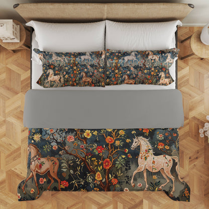 Shineful 3 Pieces Duvet Cover Set Mystery Horses