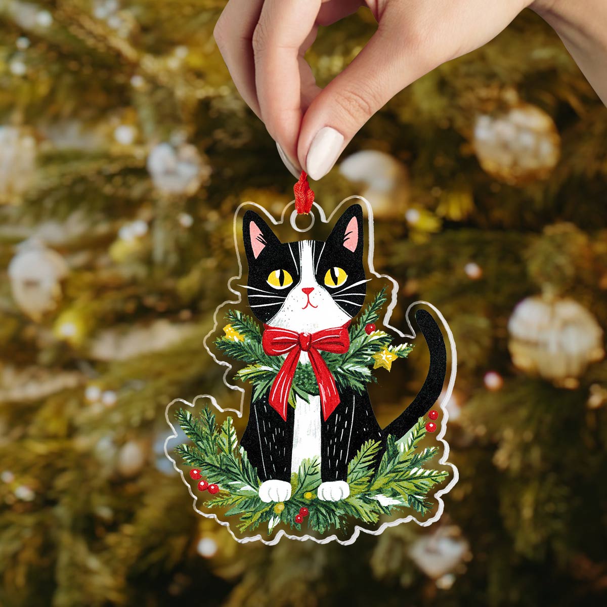 Shineful Acrylic Ornament Festive Feline