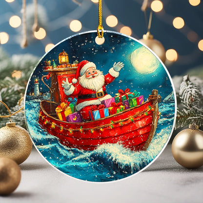 Shineful 2D Acrylic Ornament - Sailing Santa's Nautical Sleigh Ride