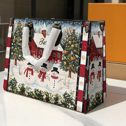 Sac en cuir brillant avec breloque de Noël à la campagne