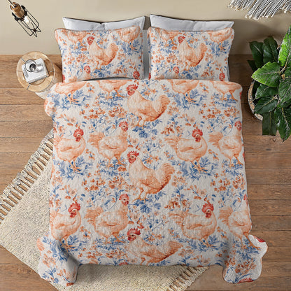 Shineful All Season Quilt 3-Piece Set Chicken Vintage Garden