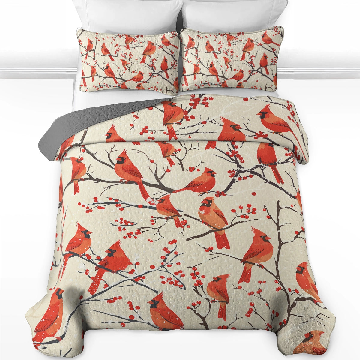 Shineful All Season Quilt 3-Piece Set - Cozy Cardinal Dreams