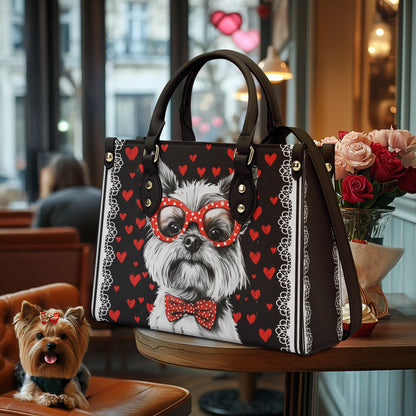 Shineful Leather Bag Yorkie Heart & Paws Love