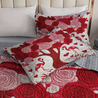 Shineful Flat Print All Season Quilt 3-Piece Set - Flamingo Love